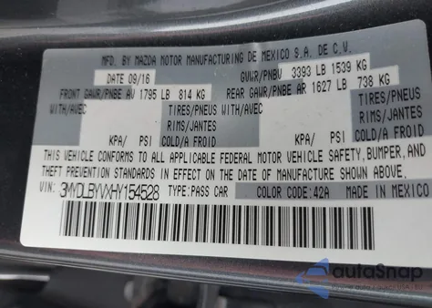 2017 Toyota Yaris Ia from USA, damaged, VIN 3MYDLBYVXHY154528